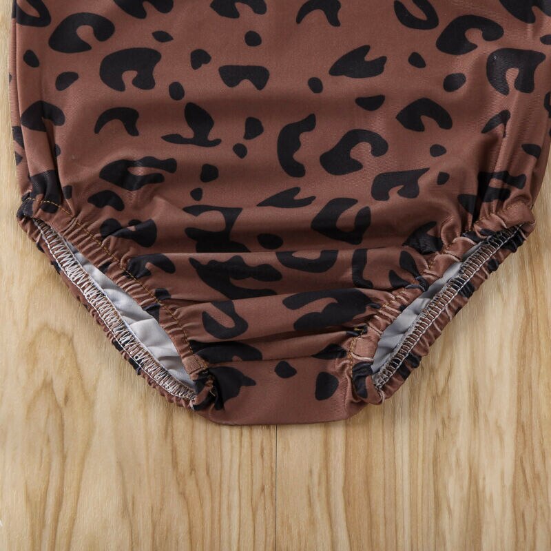 Spædbørn børn baby piger leopardprint i ét stykke ærmeløst svømmekostume badedragt badetøj børn piger outfits 0-5y