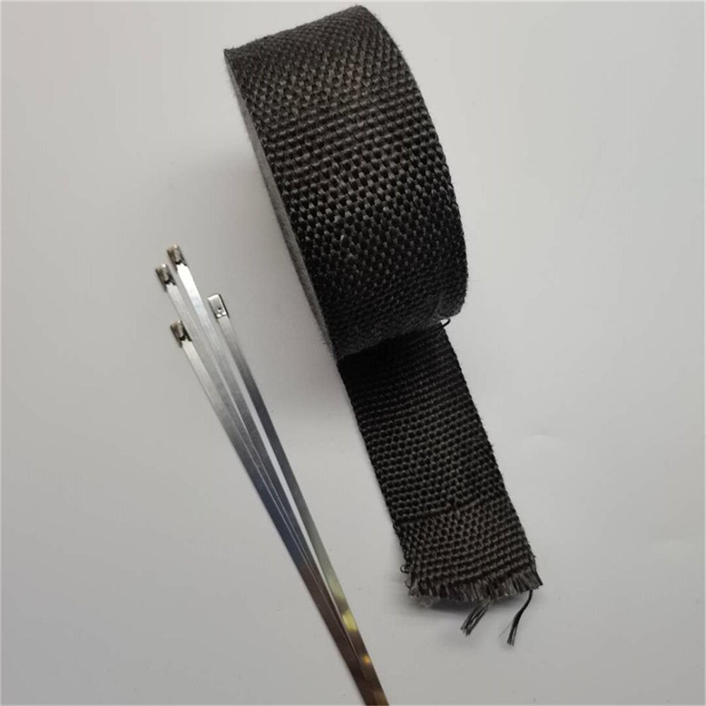 Glass fiber exhaust manifold insulation tape banana tape with stainless steel cable tie 5cm*5M 10M 15M