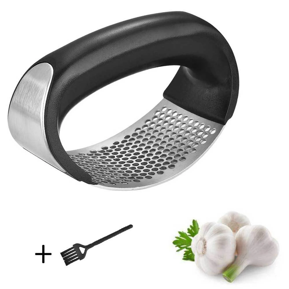 Garlic Press Garlic Slicer 2 In 1 Multifunctional Manual Pull Type Garlic Punch Kitchen Gadget Accessories for Home: plum