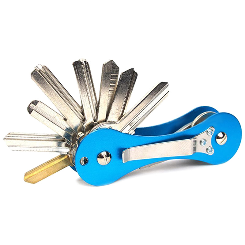 Hoge Qualitid Sleutel Portemonnee Slimme Sleutelhanger Sleutelhanger Portefeuilles Draagbare Compacte Aluminium Key Clip Multi-Functionele Smart Clip: Blue