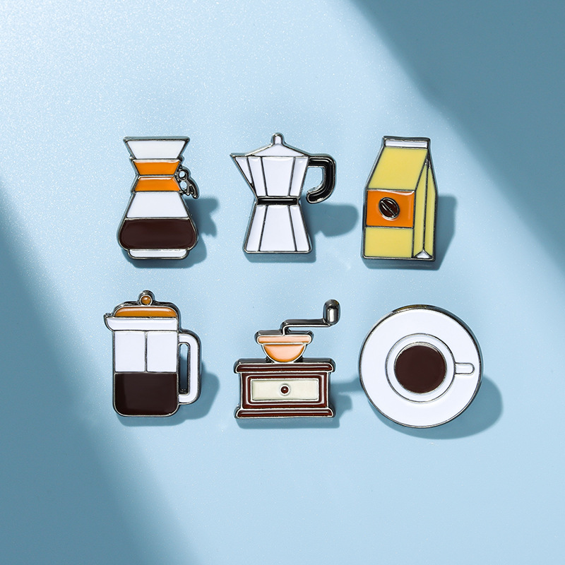 Koffieliefhebber Emaille Spelden Custom Pot Mok Beker Broches Revers Badges Creatieve Café Sieraden Cadeau Voor Barista Vrienden