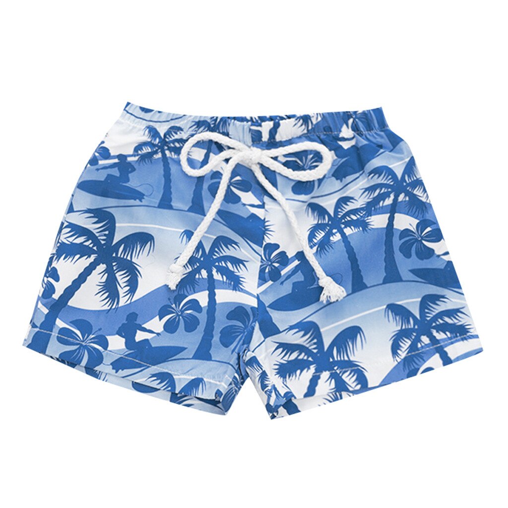 Nueva verano bebé Infante pantalones cortos con estampado Hawaiano para niños y niñas pantalones de playa para niños pequeños de verano ropa corta para bebés: Blue / 90
