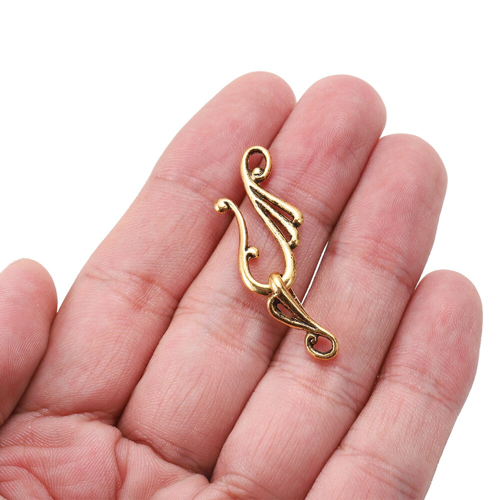 10sets/lot Antique Musical Note Toggle Clasps S Shape Hook Fit Necklace Bracelet for Jewelry Findings Accessories