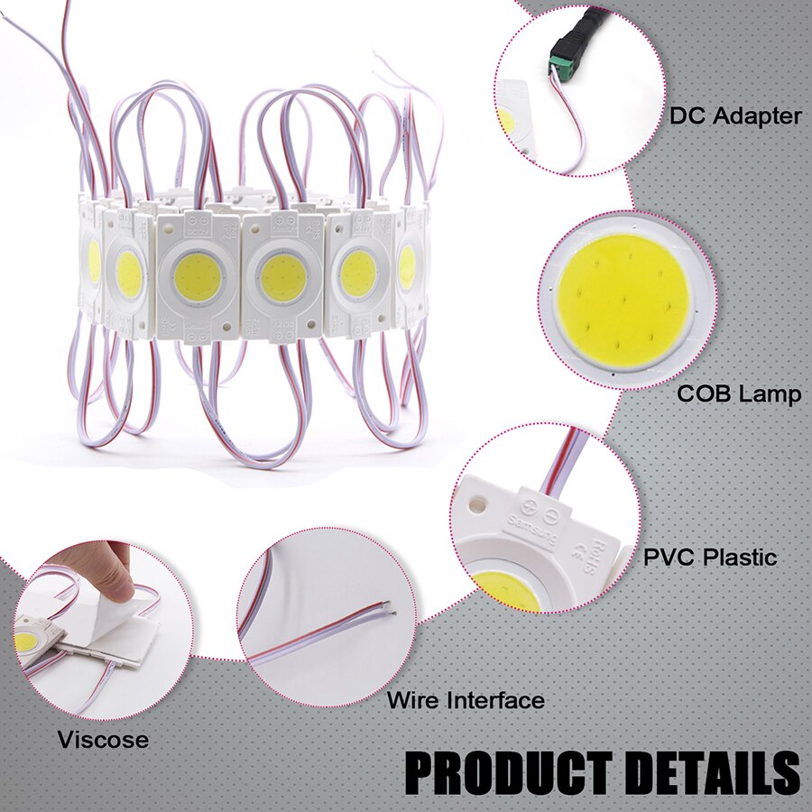 COB LED Module Strip Light Bead Chip Lamp DC12V 2.5W Waterproof Ultra Bright DIY Sign Advertising Backlight Decorative Lights