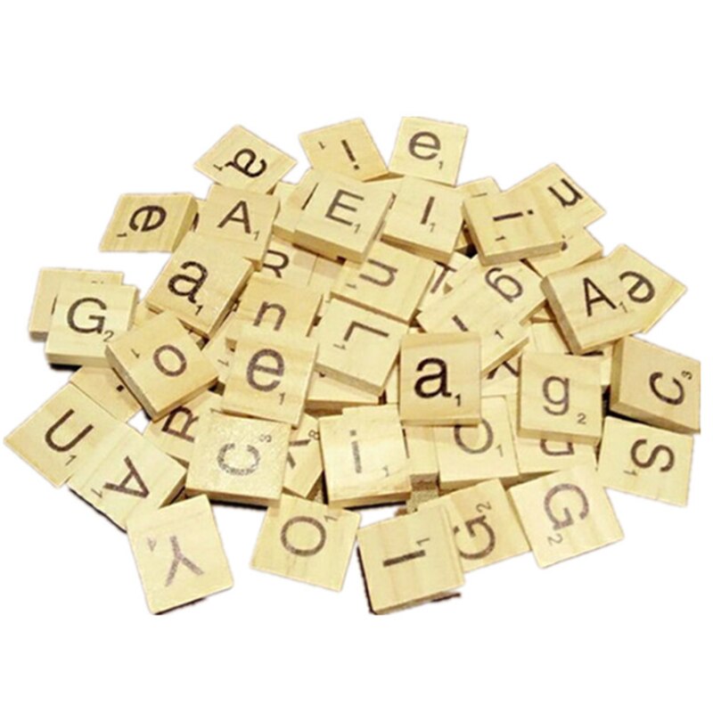 100Pcs Wooden Alphabet Tiles Black Letters Numbers For Crafts Wood Digital Puzzle: Lowercase letters