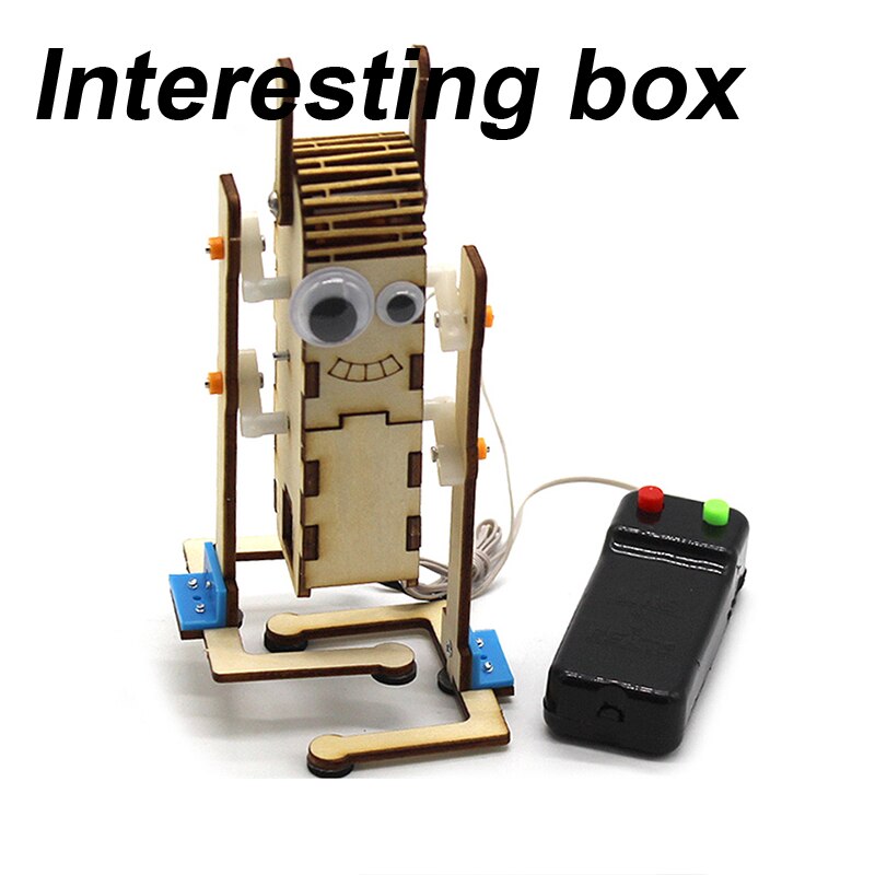 Robot de ojo grande controlado por cable, madera, control remoto eléctrico, engranaje de juguete, tecnología para manualidades, producción pequeña