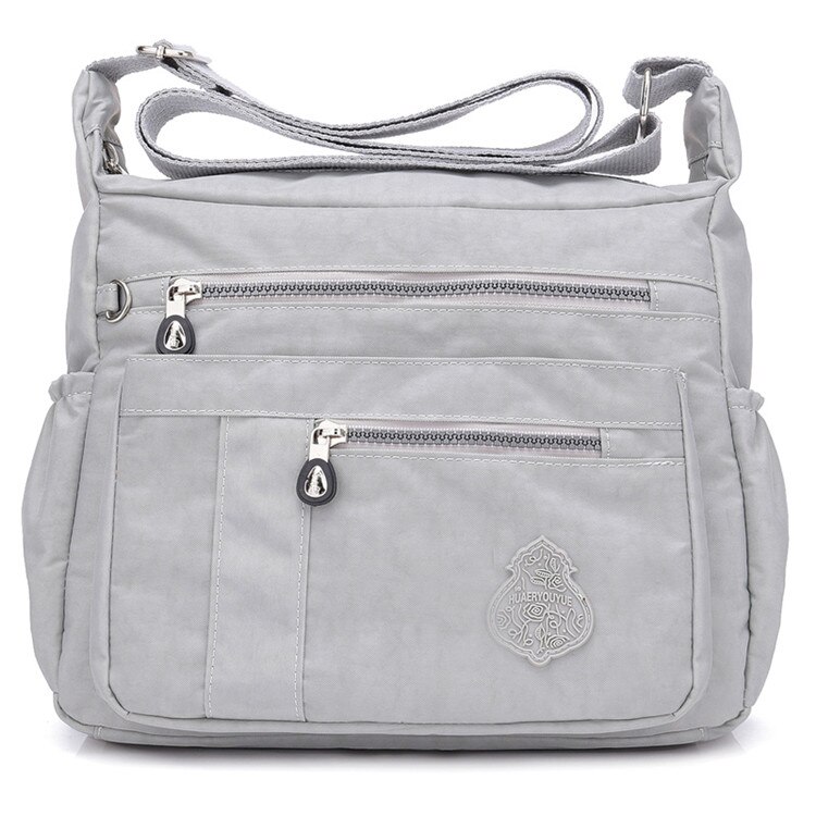 Sac messager pour femme, sac à bandoulière en nylon imperméable, sac à bandoulière décontracté pour filles, sacs à main en solde: Gris clair