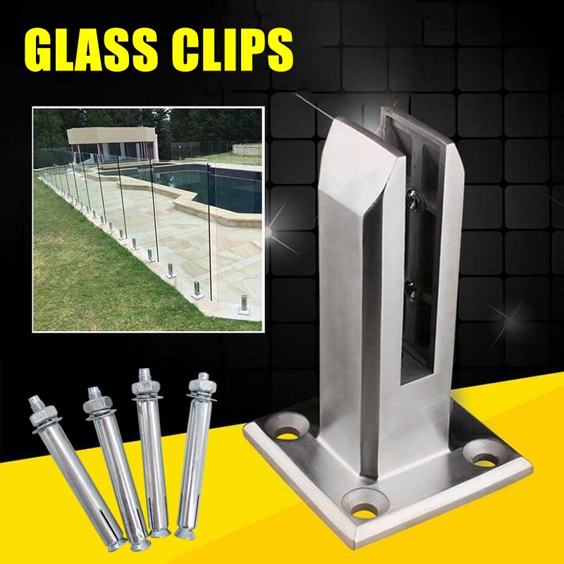 Heavy duty rustfrit stål glas pool hegn klip gulv glas stativ faste beslag klemme bjstore