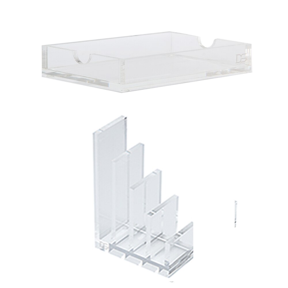 Gold Acrylic Desk Set Assortment - 1)Clear Acrylic File Organizer 1) + Acrylic Memo Pad Note Holder: File Organizer Holde