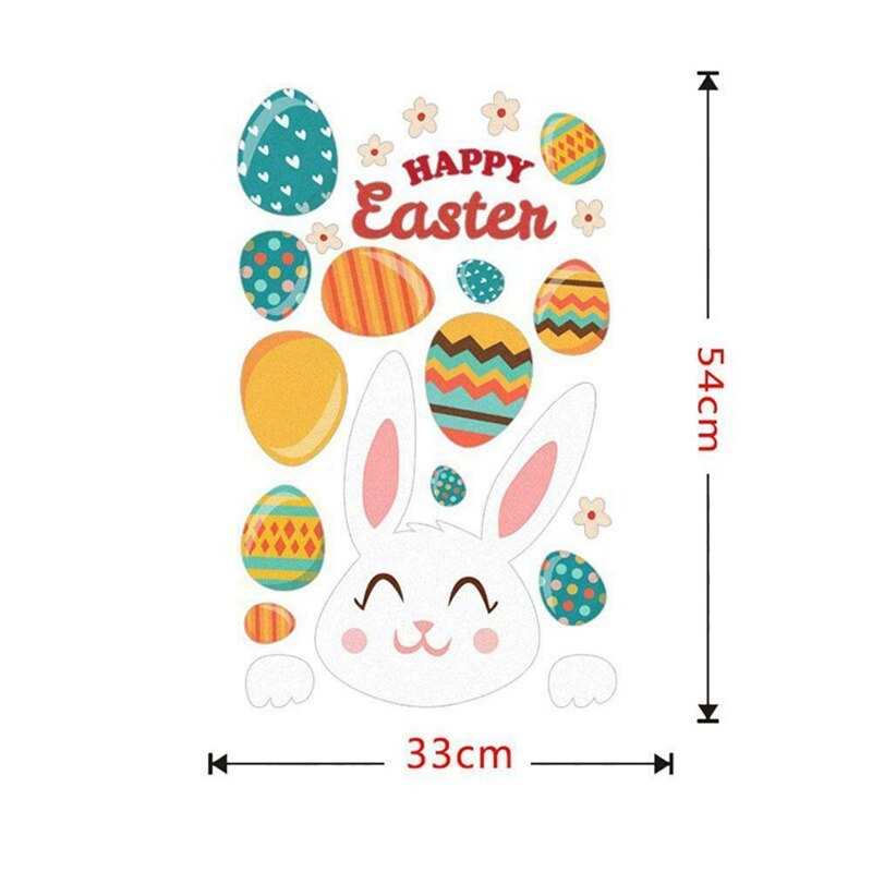 Wall Window Stickers Rabbit Bunny Egg Sticker Happy Easter PVC Sticker DIY Arrangement Home Windows Wall Decor #40