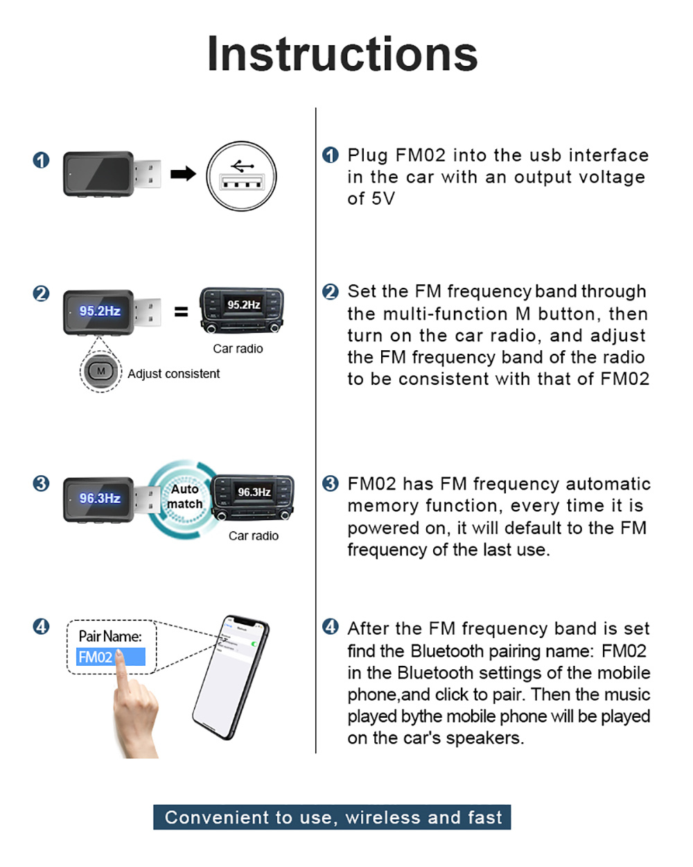 Transmiter FM Bluetooth 5.6 do samochodu z wyświetlaczem LED, bezprzewodowy zestaw głośnomówiący USB, mini zestaw samochodowy z zasilaniem USB i radiem FM.