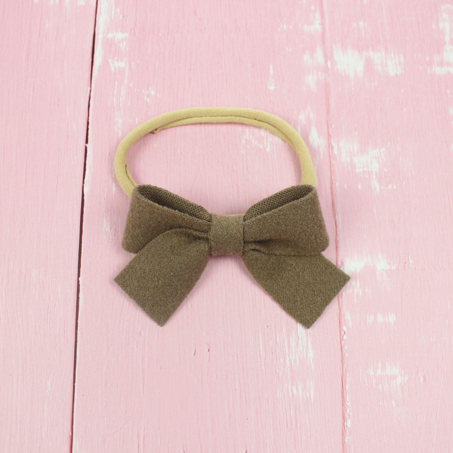 Bandeau bébé en laine pour fille, bandeau pour cheveux d'enfant, bandeau pour nouveau-né, bandeau d'hiver pour enfants, bandeau en nylon doux: Kaki