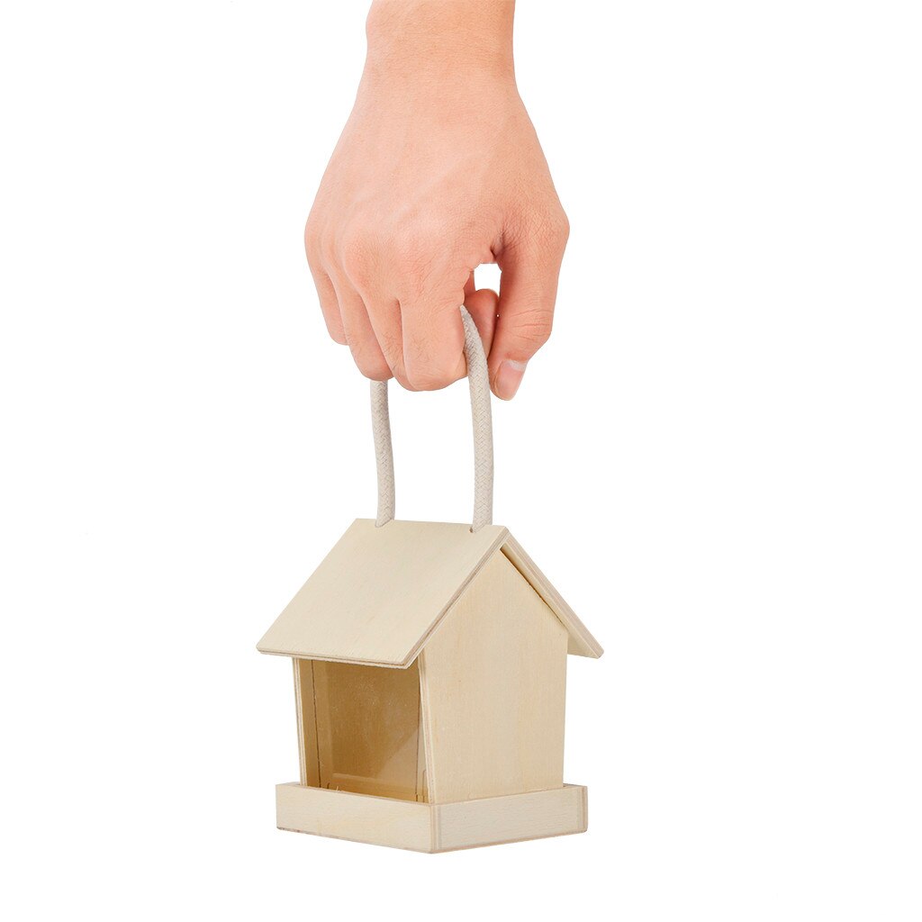 Wooden Bird Feeder House Hanging Birdhouse for Garden Yard Outdoor Hexagon Shaped With Roof Outdoor Food Container home decor