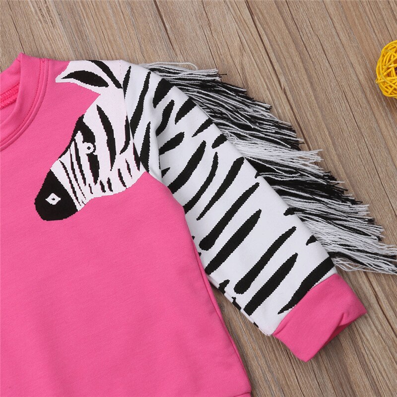 Baby piger kvaster 3d zebra hættetrøjer sweater efterår / vinter varm langærmet bomuld top skjorte sweatshirt barn sweater