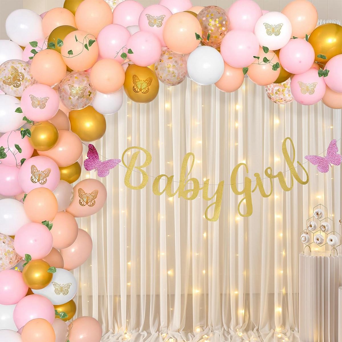 Cortinas de fondo blancas de 3x2,15 M con luces para , arco de boda, fondo fotográfico sin arrugas, decoración para de bienvenida de bebé y cumpleaños