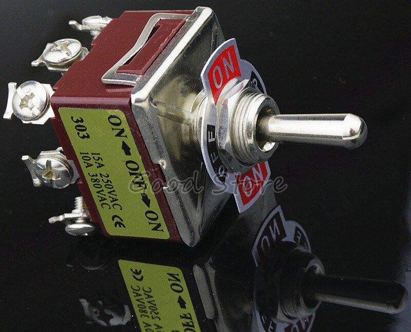 1PCS 12MM E-TEN303 9 pins 3 position 15A 250VAC 10A 380VAC double-throw toggle switch