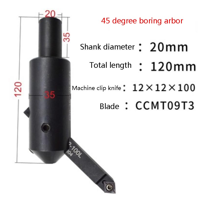 1pc Milling Machine Boring Bar C20 Shank Adjustable Boring Reaming Toolholder 45 Degree Thick Boring Tool Shank Lathe Tool: green