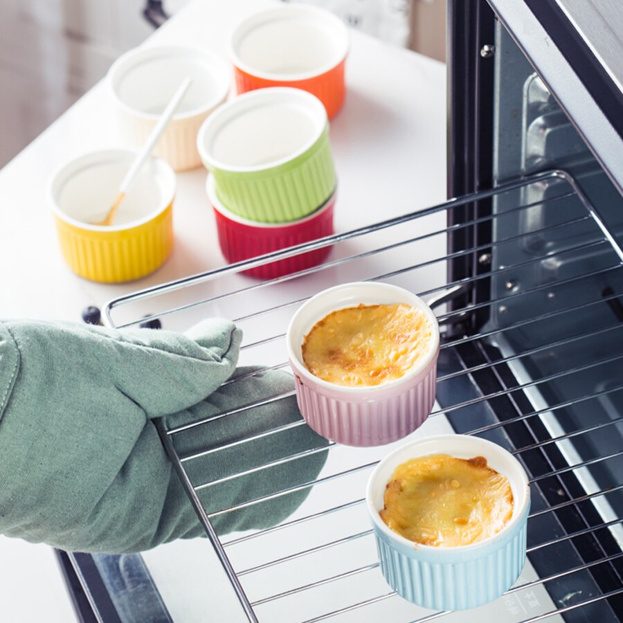 Muzity keramiske souffle skåle 3 stk / sæt porcelæn bageskåle kage kopper dessert skål