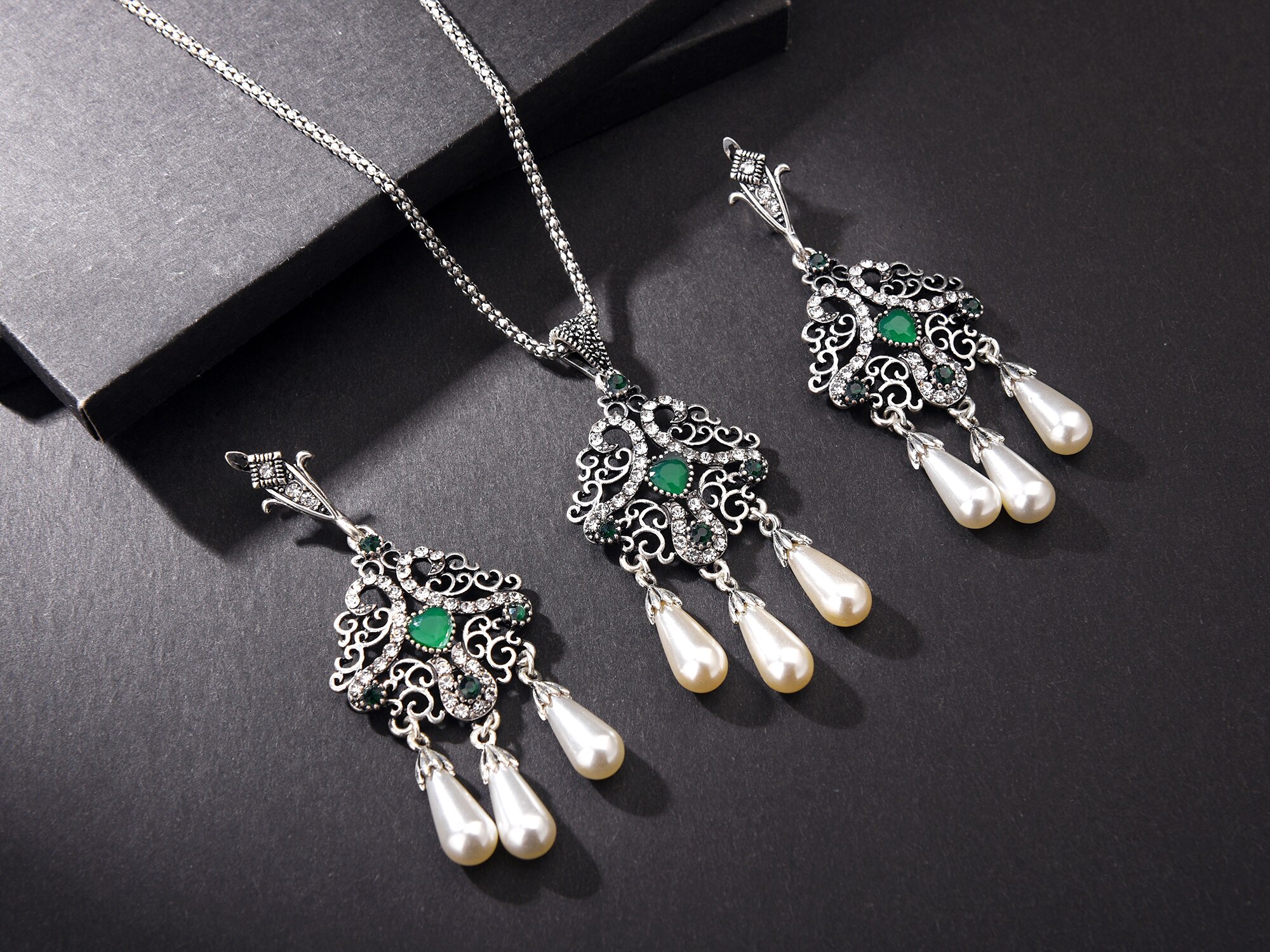 Luxury Tassel Necklace Earrings Women&#39;s Wedding Jewelry Set Mother&#39;s Day