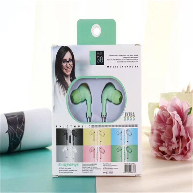 1 Pc 3.5Mm Plug In Ear Universele Headsets Macaron Kleur Oortelefoon Fit Voor Vivo Oppo Etc Mobiele Telefoon