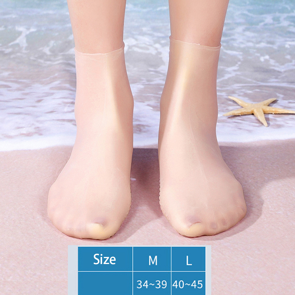Calcetines de traje de neopreno de silicona para aletas de natación, zapatos de rana, parte trasera antideslizante, cómodas calcetines de agua para playa, calcetines de buceo y snorkel: L / YELLOW