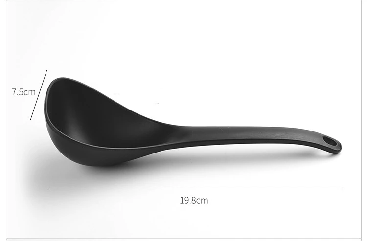 Plastic Non-Stick Rice Spoon Long Cooking Rice Spatula Scoop Black White Hangable Soup Spoon Kitchen Utensil Tableware: Silver