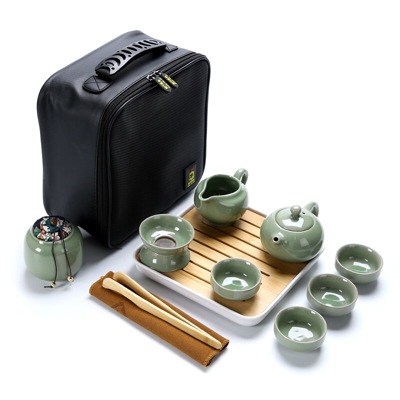 Chinesische Kung Fu Tee-Set Keramik Tragbare Teekanne Set Im Freien Reise Gaiwan Tee Tassen Tee Zeremonie Teetasse Trink Fine: R