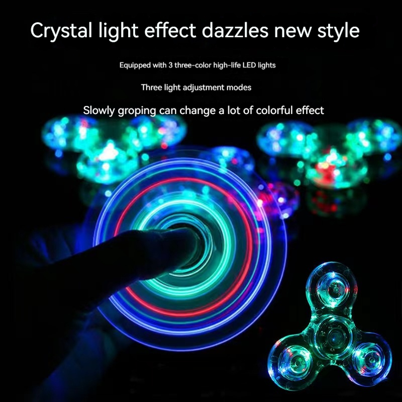 Luz LED luminosa Fidget Spinner mano Top Spinners que brilla en la oscuridad luz EDC Figet Spiner dedo alivio del estrés Juguetes