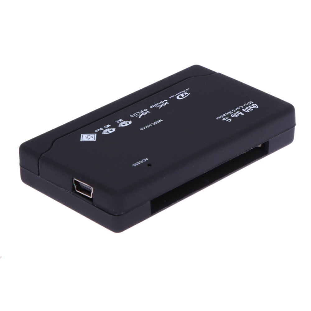Black All in One Memory Card Reader USB External Cardreader SD SDHC Mini Micro M2 MMC XD CF Reader for MP3, Digital camera