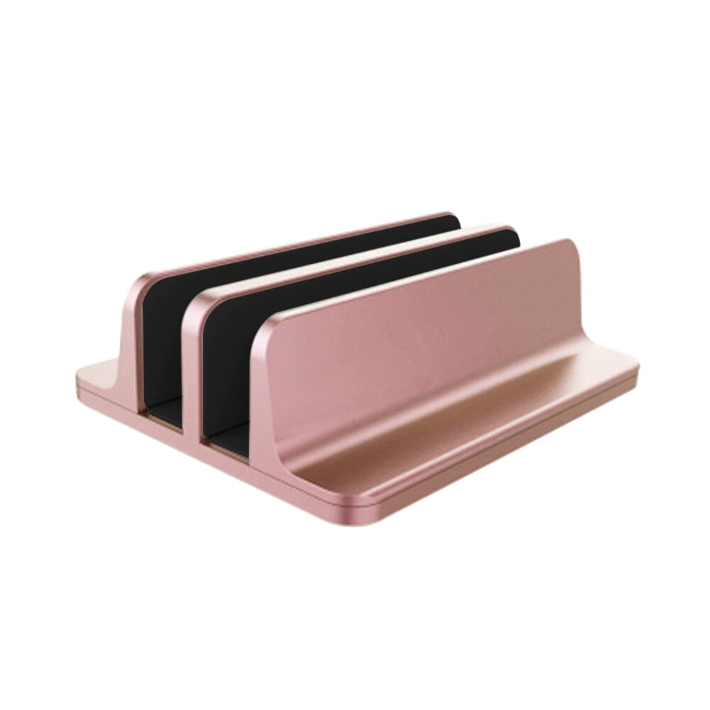 Double Slots Vertical Laptop Stand Book Notebook Bracket Aluminum Alloy Tablet for Office Caring Computer Supplies: Rose Gold