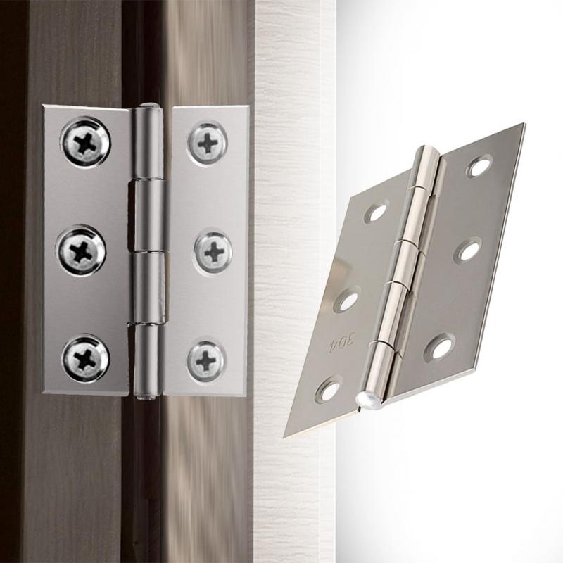 20 Pcs Folding Stainless Steel Hinges Silver Tone Home Furniture Hardware Door Hinge 2" for Doors, Drawer, Jewellery Box Repair