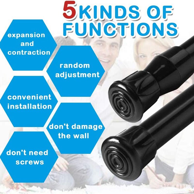 3PCS Spring Curtain Rods 16 to 28 Inch Tension Rod Spring Curtain Rod Adjustable Curtain Rod Expandable Curtain Rod