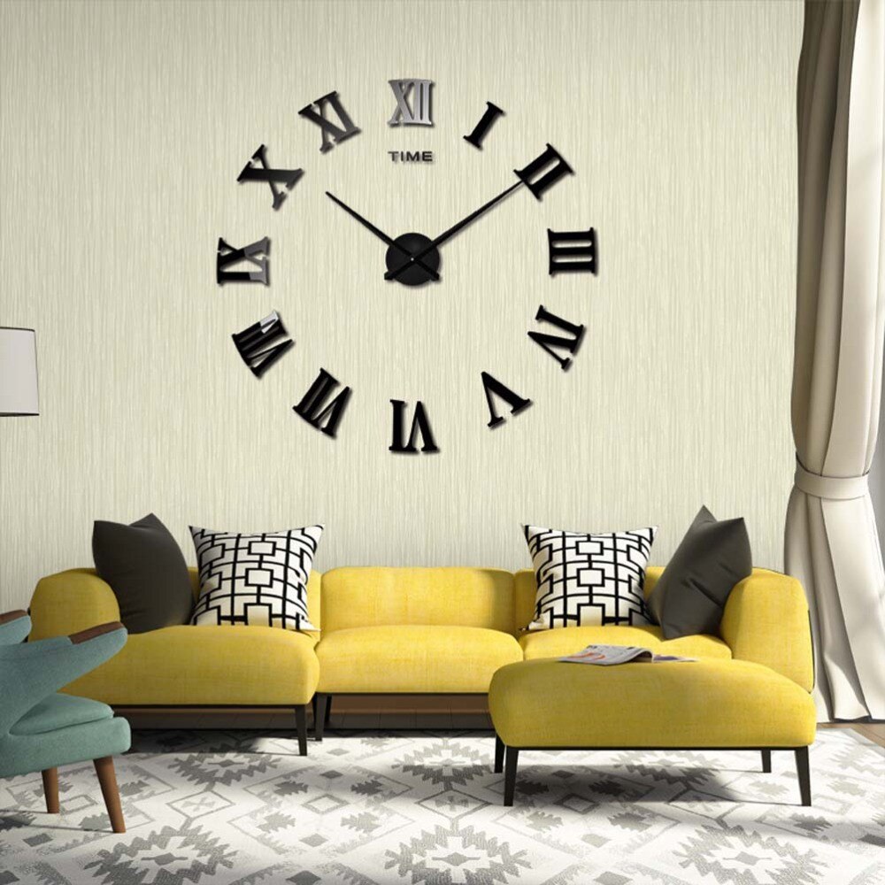 Foreign Trade Best-selling Oversized Wall Clock Acrylic Mirror Surface Oversized Wall Clock Digital Oversized Wall Clock 3D Thre