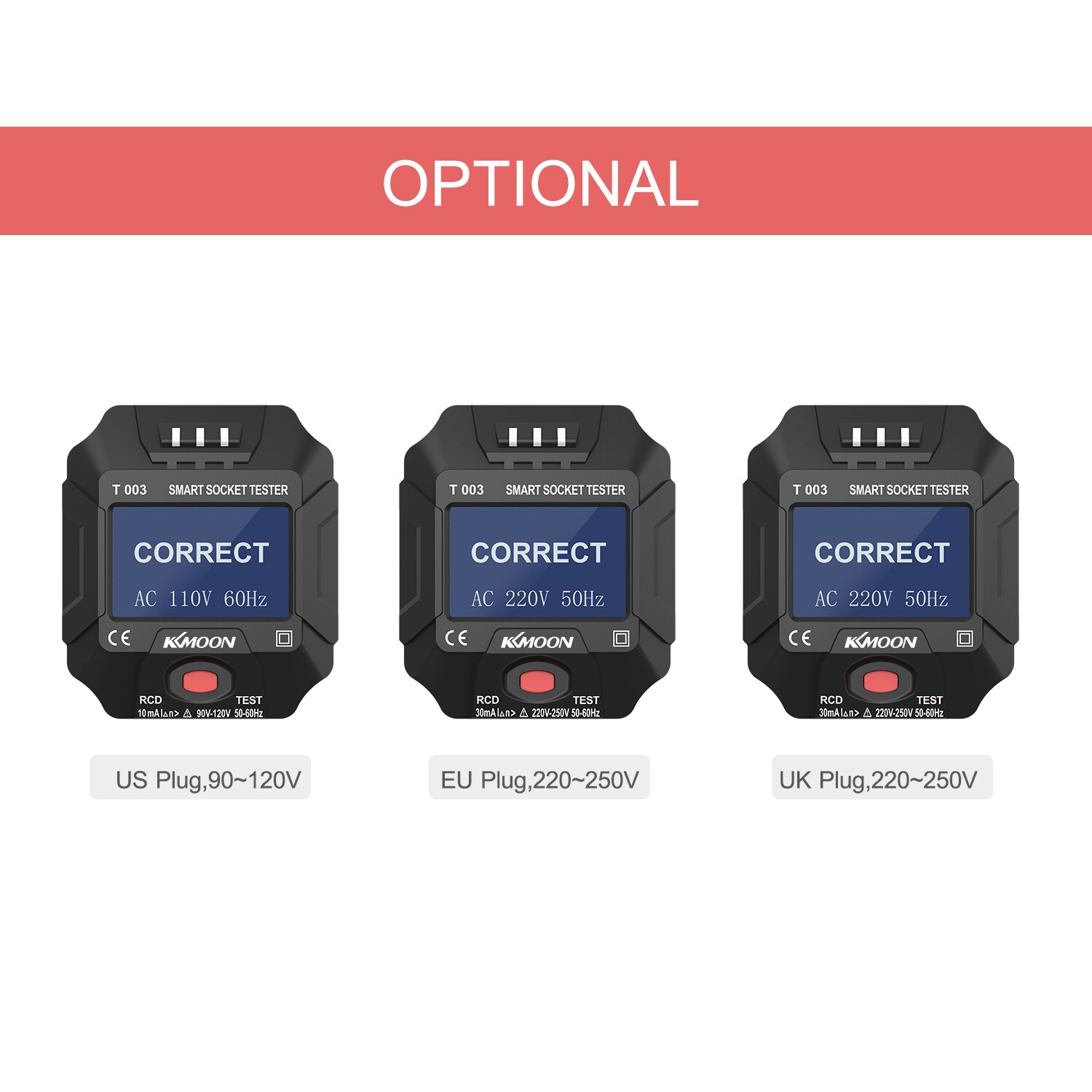 Kkmoon 220 ~ 250V Stopcontact Tester Smart Socket Tester Digitale Display Lcd Socket Tester Circuit Polariteit Detector Muur plug
