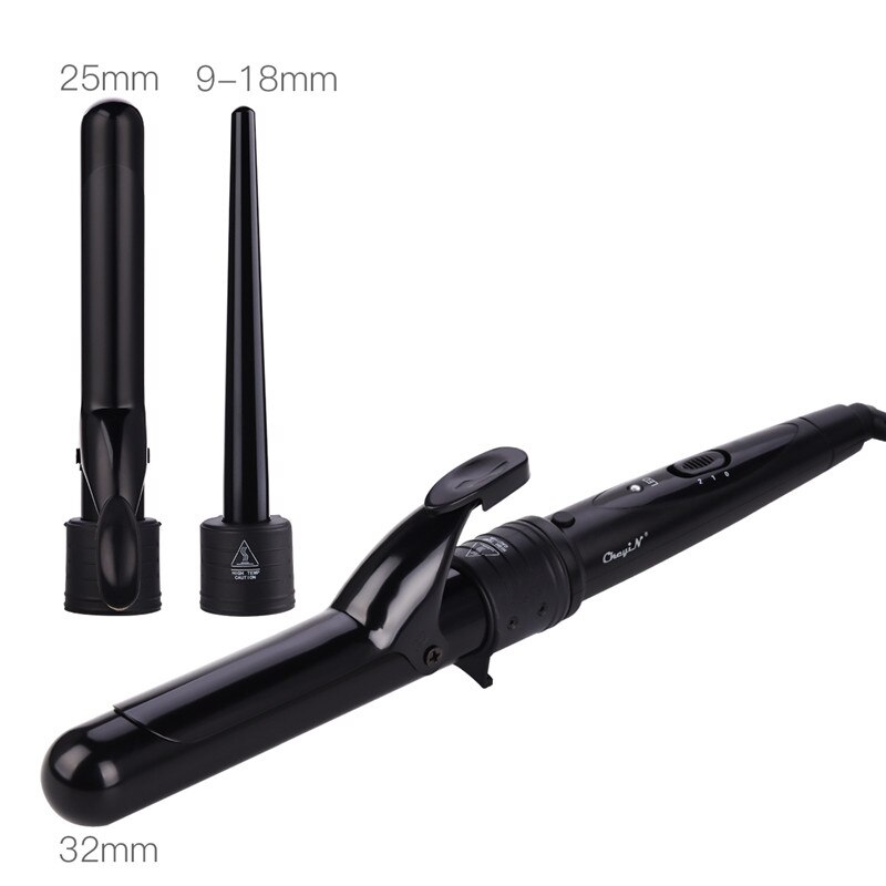 3 In 1 Temperature Control Styling Tools Ceramic Cone Hair Curling Iron Tong Electric Hair Curler Roller Curling Wand Waver 3536