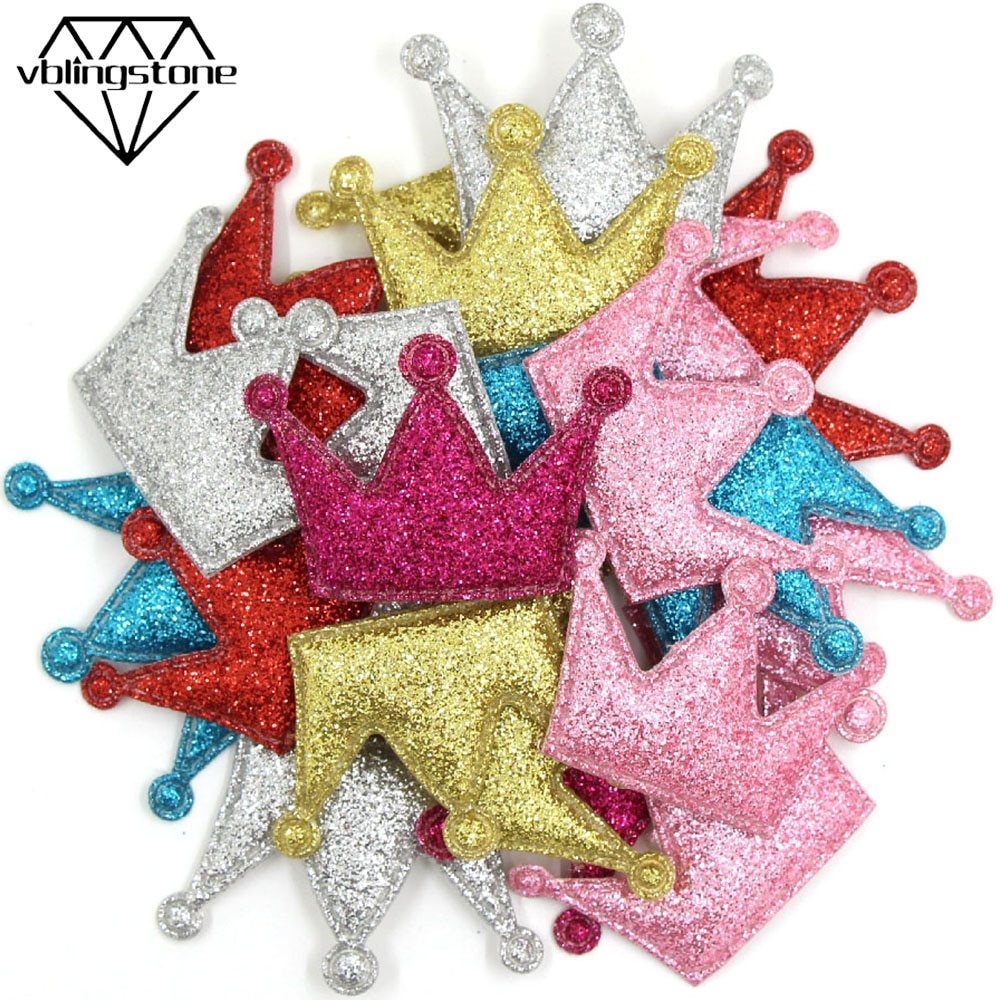 50 Stuks Glitter Gewatteerde Patches Kleurrijke Crown Bling Applicaties Sequin Patches Voor Kleding Diy Hoofddeksels Accessoires Bruiloft Decor