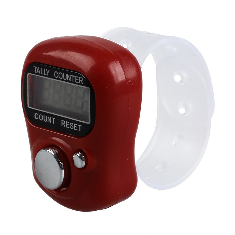 ELEG-Mini LCD Electronic Digital Display Finger Hand Tally Counter Counting: Red