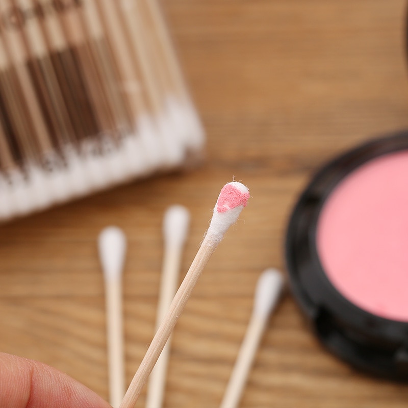 100 kpl/pakkaus pumpulipuikko kaksinkertainen kauneusmeikki vanupuikkoja puikkopuikkoja korvien puhdistus terveydenhuolto ympäristöystävällinen