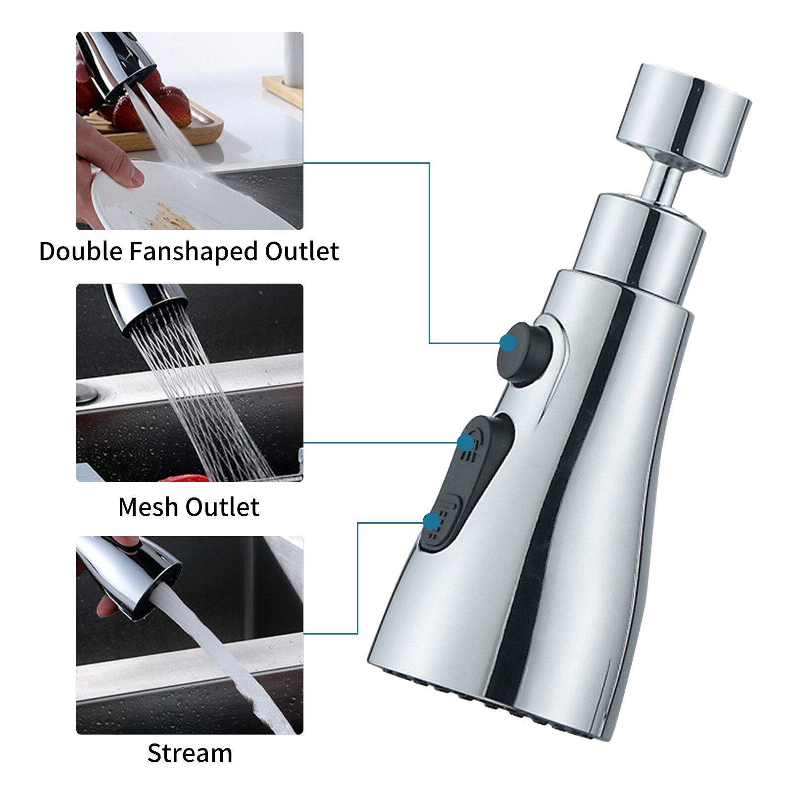 Kitchen Filter Faucet Spray Head Tap 360Rotation Water Faucet Bubbler Swivel Water Saving Economizer Head Extender Filter Nozzle