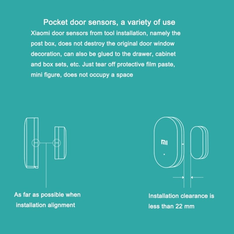 Medfølgende opprinnelig xiaomi mijia intelligent mini dørvindussensor lommestørrelse smarthus automatiske lys til mihome app