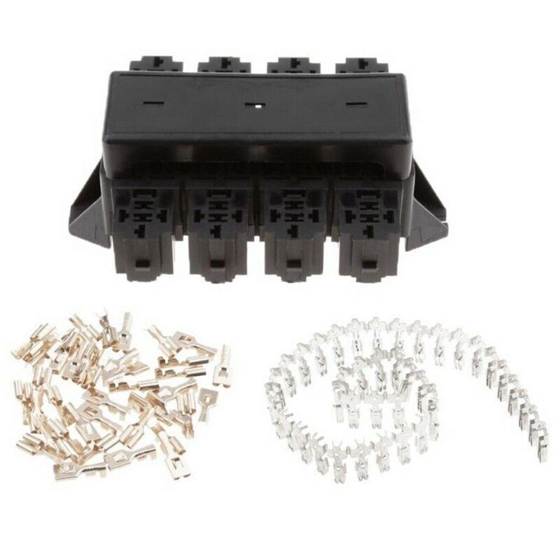 Black Car 20-Way Blade Fuse Holder 8-Way Relay Socket Fusebox Distribution Block Circuit Breaker Automotive Relay Fuse Holde
