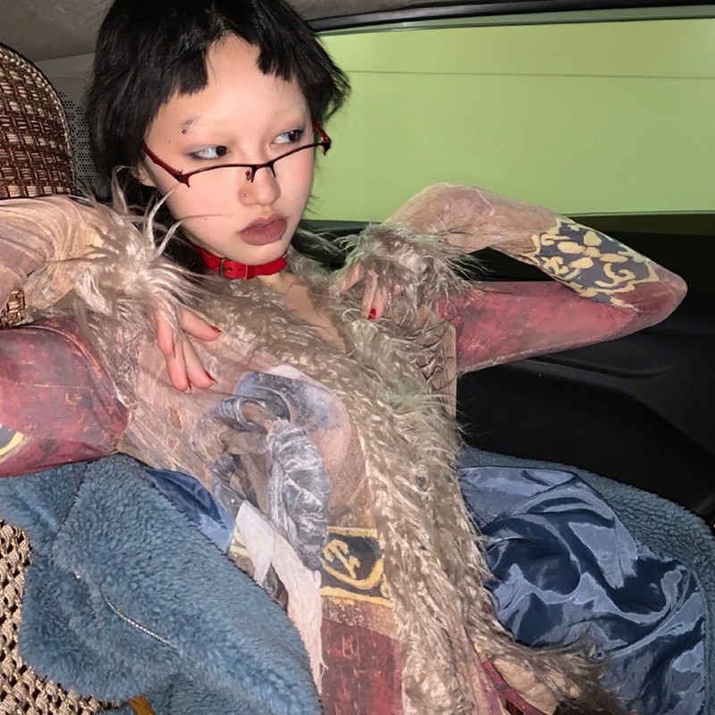 Karrram-camisa con borlas Grunge Y2k, Tops de malla estética, blusas japonesas Harajuku, Camisa de algodón con estampado Irregular Vintage de los años 2000