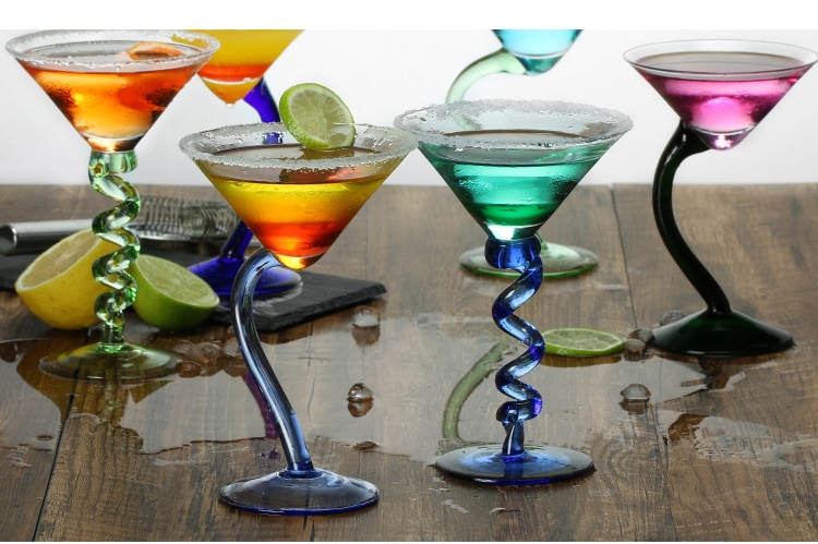 Color Cocktail Glass cup Bend Buttons Spring Glasses High Color Stained Glass Cocktails Champagne Cups