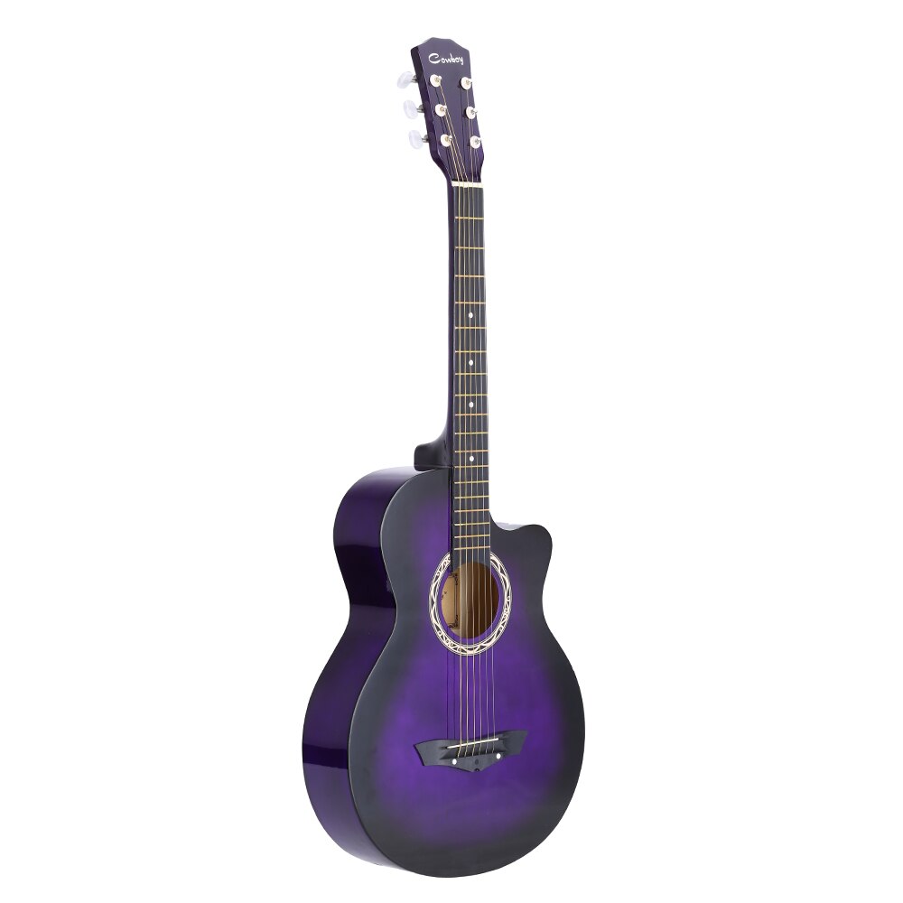 38 "Akoestische Folk 6-String Gitaar Messing String Duurzaam Basswood Body Mahonie Toets Voor Beginners Studenten: Paars