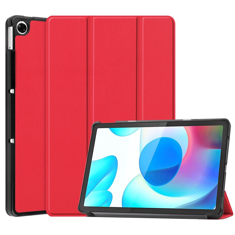Voor Realme Pad 10.4 Inch Tri-Vouwen Hard Pc Stand Cover Voor Funda Realme Pad cover Case Tablet: Red