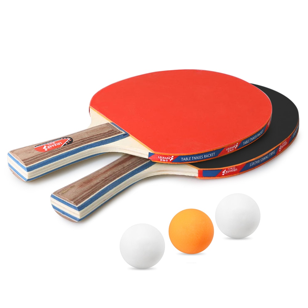 Table Tennis Racket Bat Paddle 2 Player Set 2 Table Tennis Bats Rackets with 3 Ping Pong Balls for School Home Ping Pong Racket