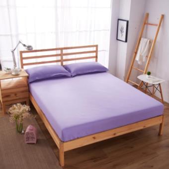 Solid Color Mattress Protector with Elastic Band Sanding Breathable Washable Bed Mattress Cover: Paars / 1 pair of pillowcase