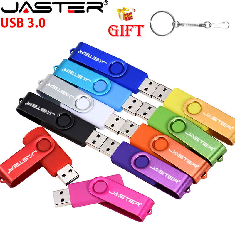 USB 3.0 USB Flash Drive 128GB Rotatable Pen Drive 64G Wedding Memory Stick 32G 16G Free Chain Pendrive 8G Silver USB Stick