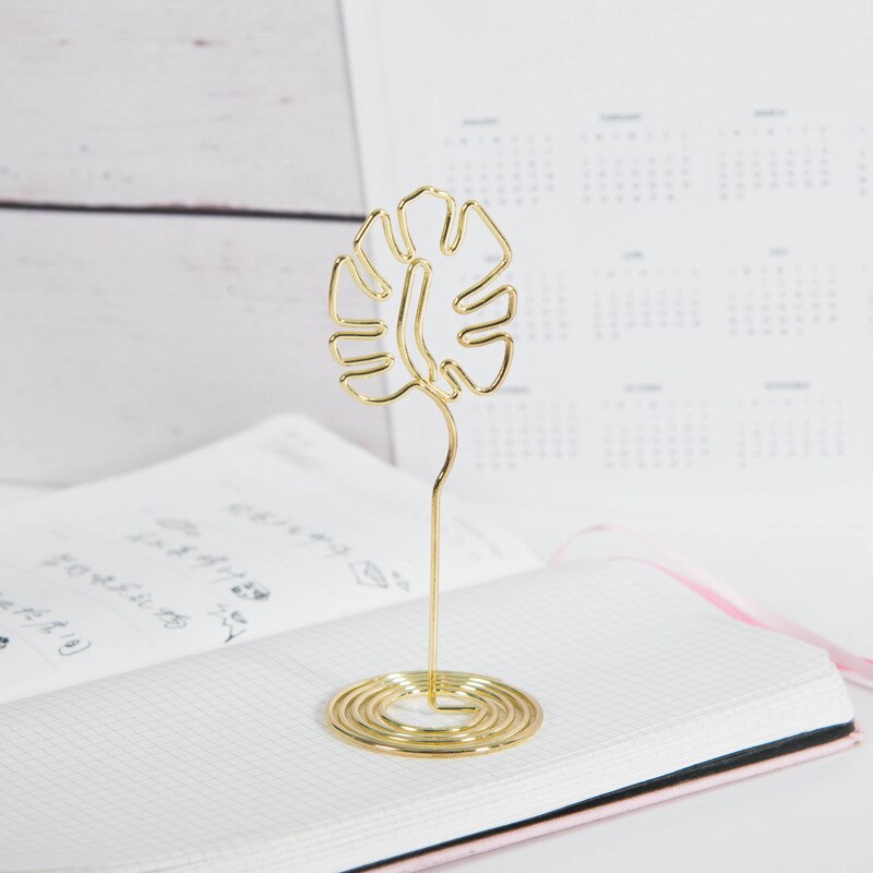 Clips con forma de dibujos animados para mensaje, Bloc de notas de hoja de tortuga, flamenco, carpeta de marcos de foto metálicos, soporte de tarjeta de escritorio para negocios en casa: 3