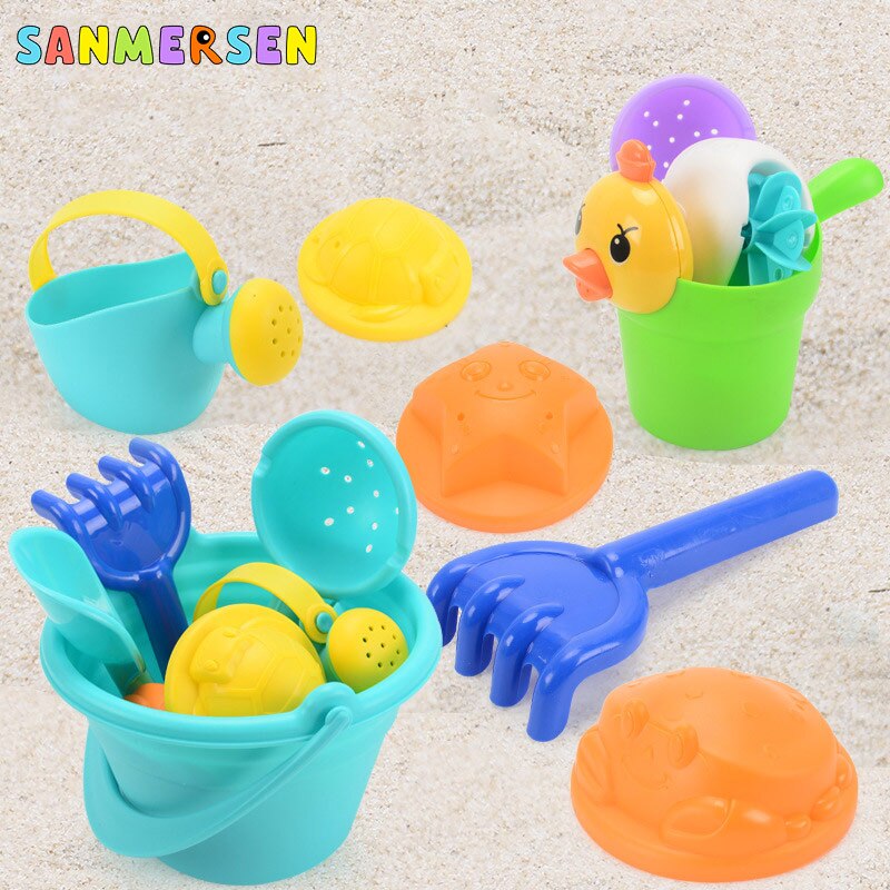 9PCS Summer Baby Beach giocattoli mare bambini giocattoli da bagno Set Beach Party Cart anatre secchio plastica sabbia stampi strumento giochi d&#39;acqua